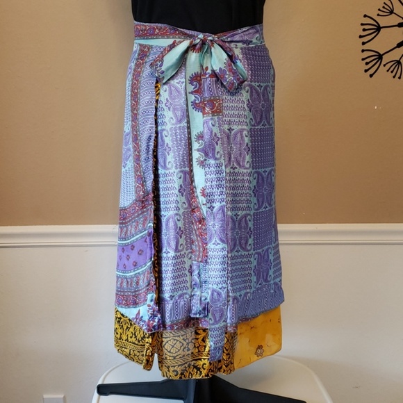 Darn Good Yarn Dresses & Skirts - Darn Good Yarn Sari Silk Wrap Skirt Ankle XL